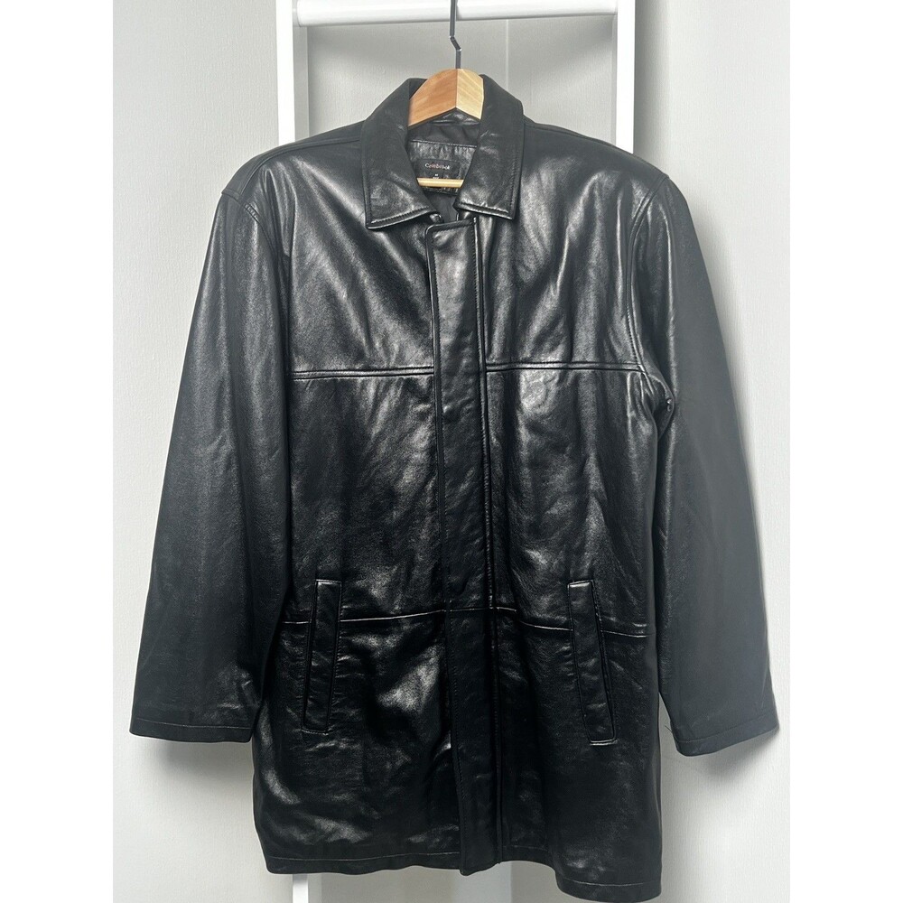 Colebrook GENUINE Leather Jacket Mens M Black Zip Lined Pockets Collar Vintage